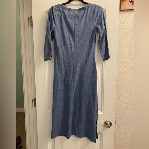 🌞 Toad & Co. WM's Midi Eco Fuera Heather Blue Dress Size XS - Picture 3 of 4